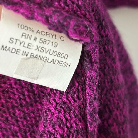 ny collection marled purple scoop neck dolman 3/4 sleeve fringe sweater XL - Picture 7 of 9